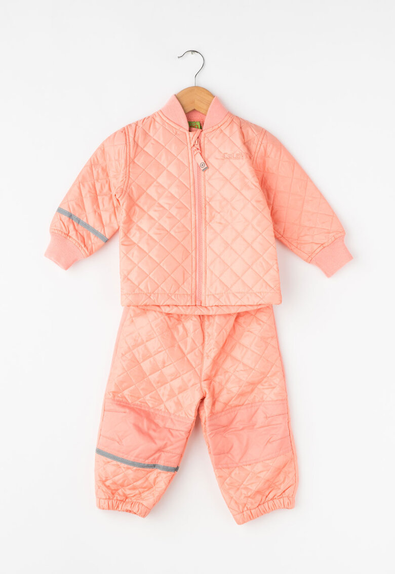 Set roz piersica de jacheta si pantaloni matlasati