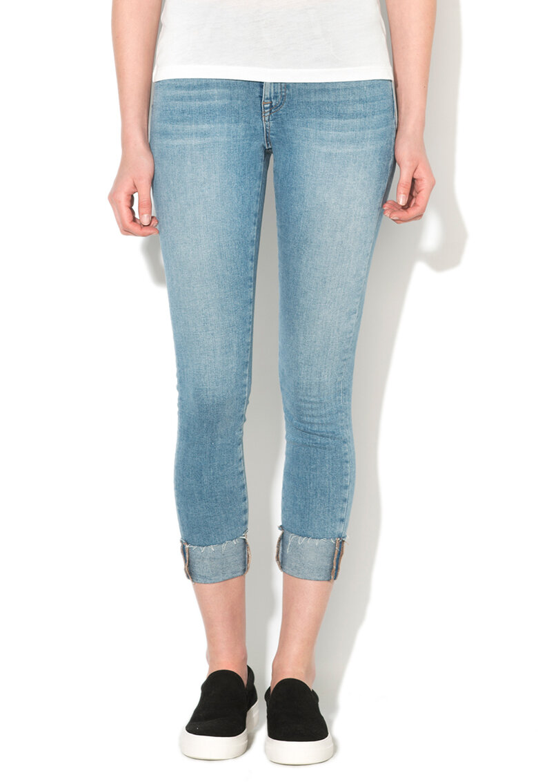 Blugi crop skinny albastri Carmen